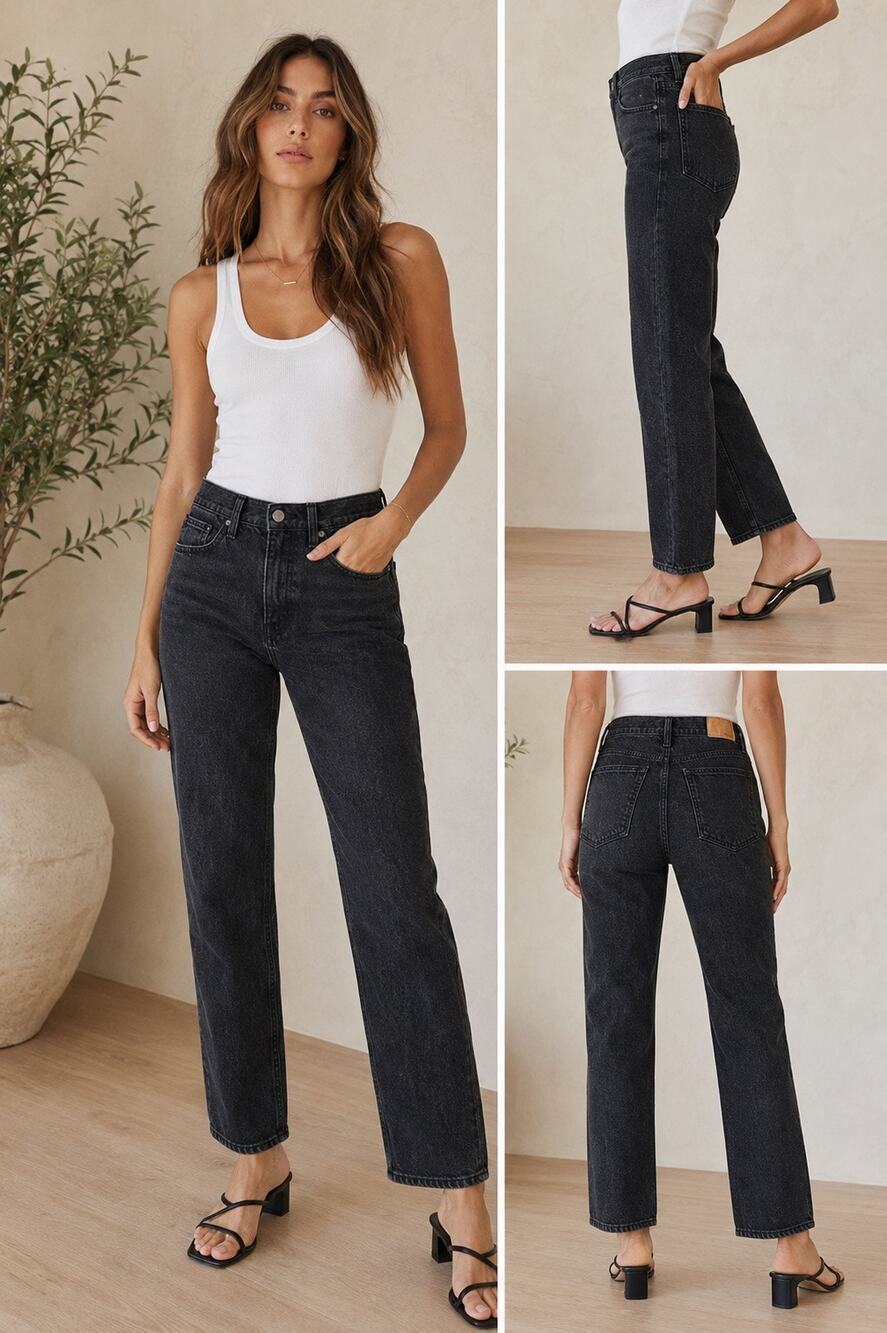 Madewell The Momjean Washed Black Jeans Size 28 High Rise Straight Leg Pristine
